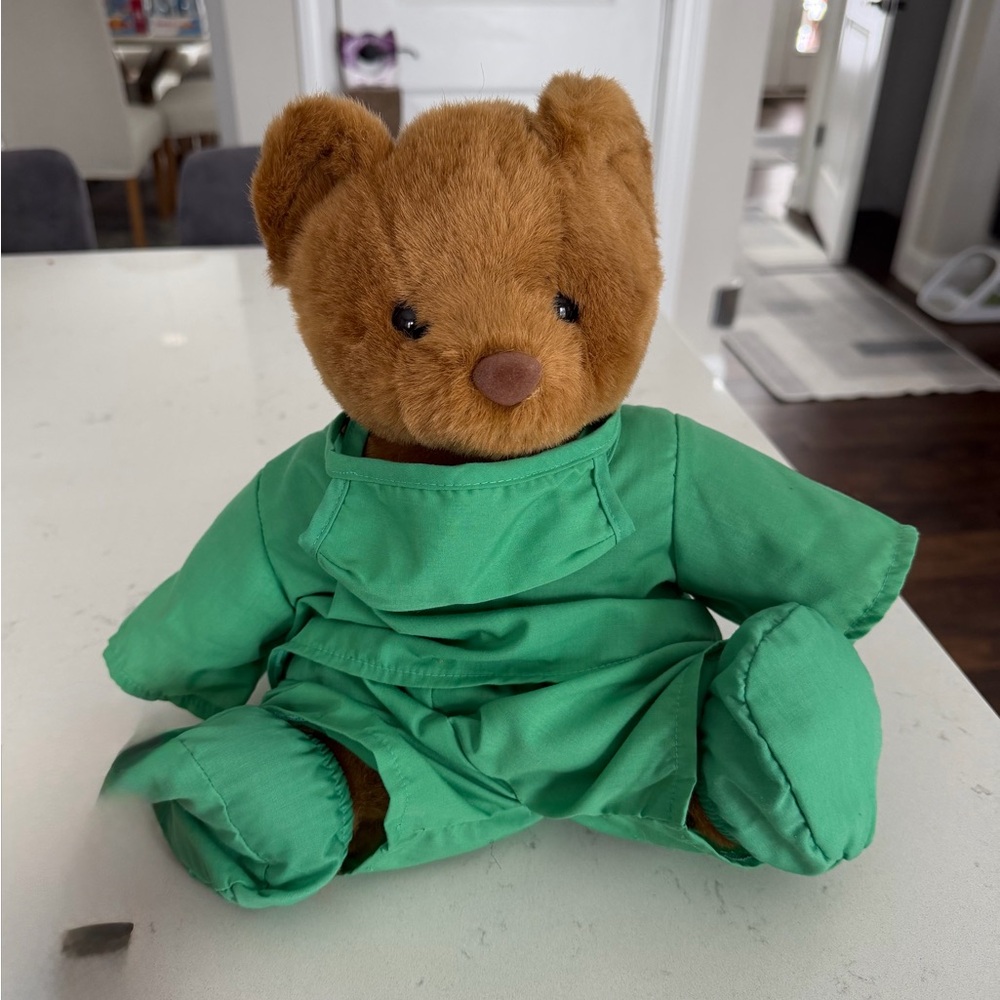 Plush Build-A-Bear Teddy Bear in Green Doctor or Nurse Scrubs